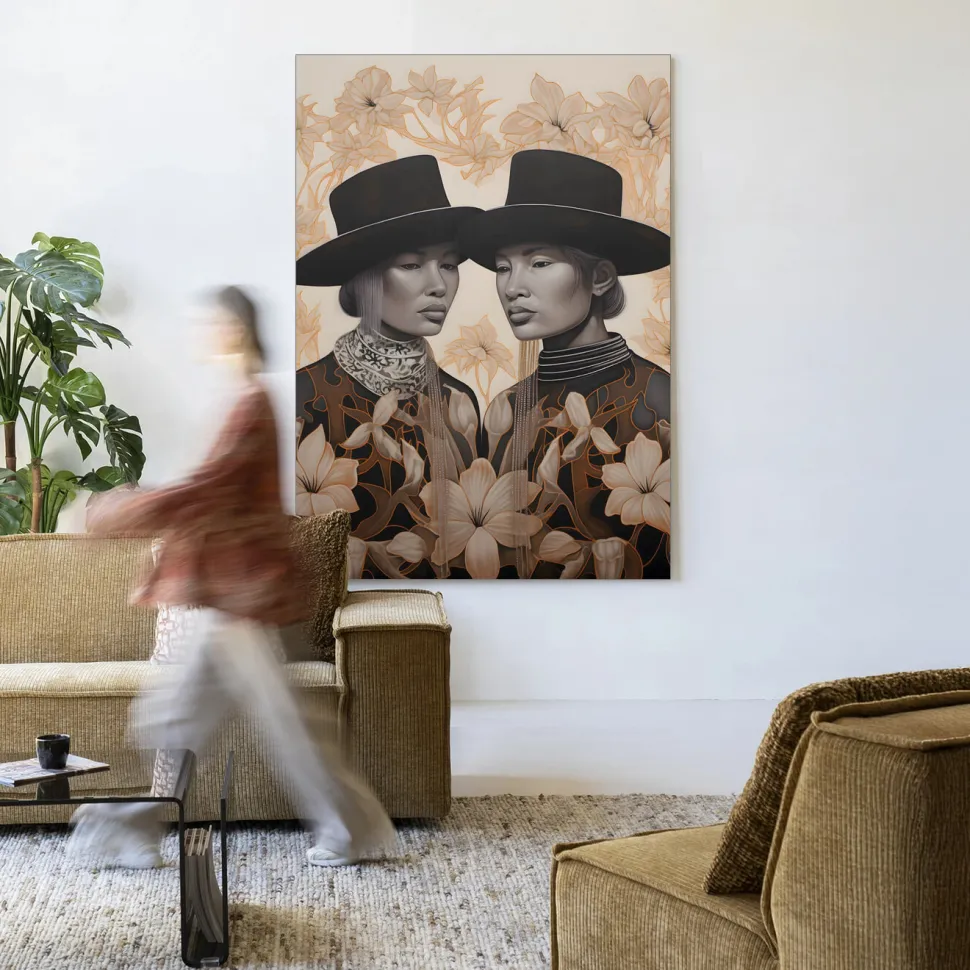 Wandkleed Lady Garden in maat en frame naar keuze