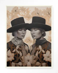 Wandkleed Lady Garden in maat en frame naar keuze