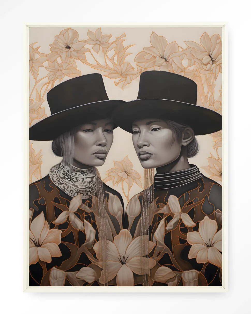 Wandkleed Lady Garden in maat en frame naar keuze