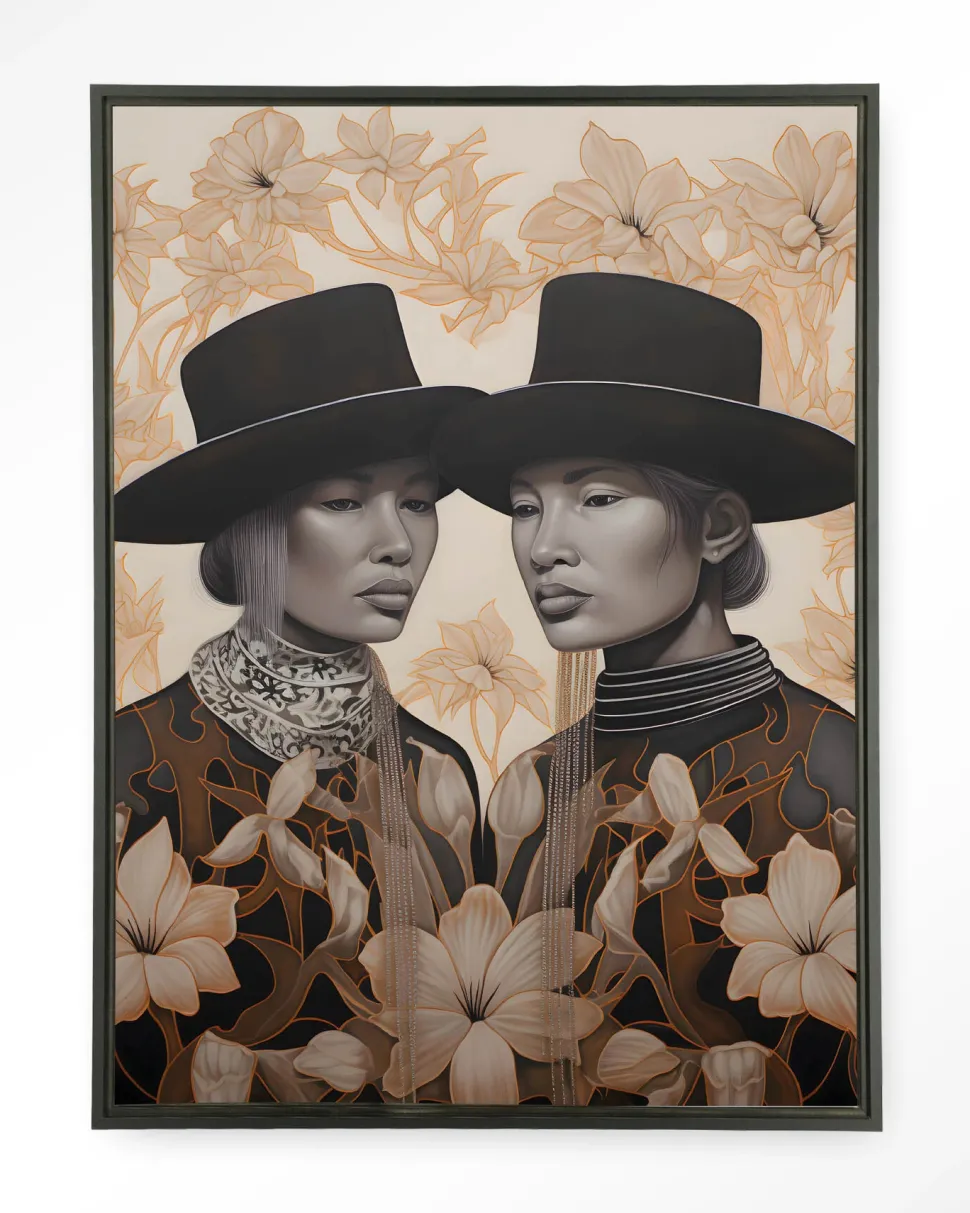 Wandkleed Lady Garden in maat en frame naar keuze