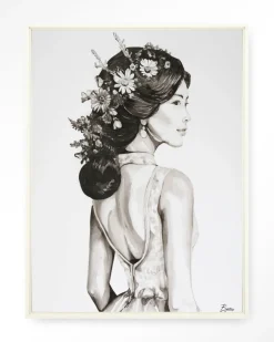 Wandkleed Lady With Blossom in maat en frame naar keuze