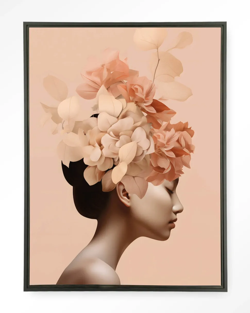 Wandkleed Leave Crown in maat en frame naar keuze