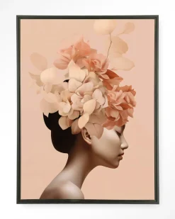 Wandkleed Leave Crown in maat en frame naar keuze