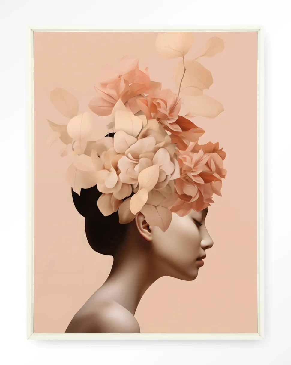 Wandkleed Leave Crown in maat en frame naar keuze