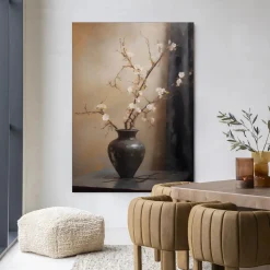 Wandkleed Light Blossom Vase in maat en frame naar keuze