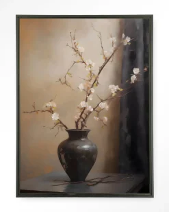 Wandkleed Light Blossom Vase in maat en frame naar keuze