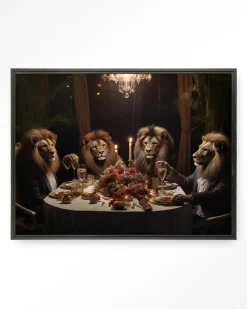 Wandkleed Lions Dinner in maat en frame naar keuze