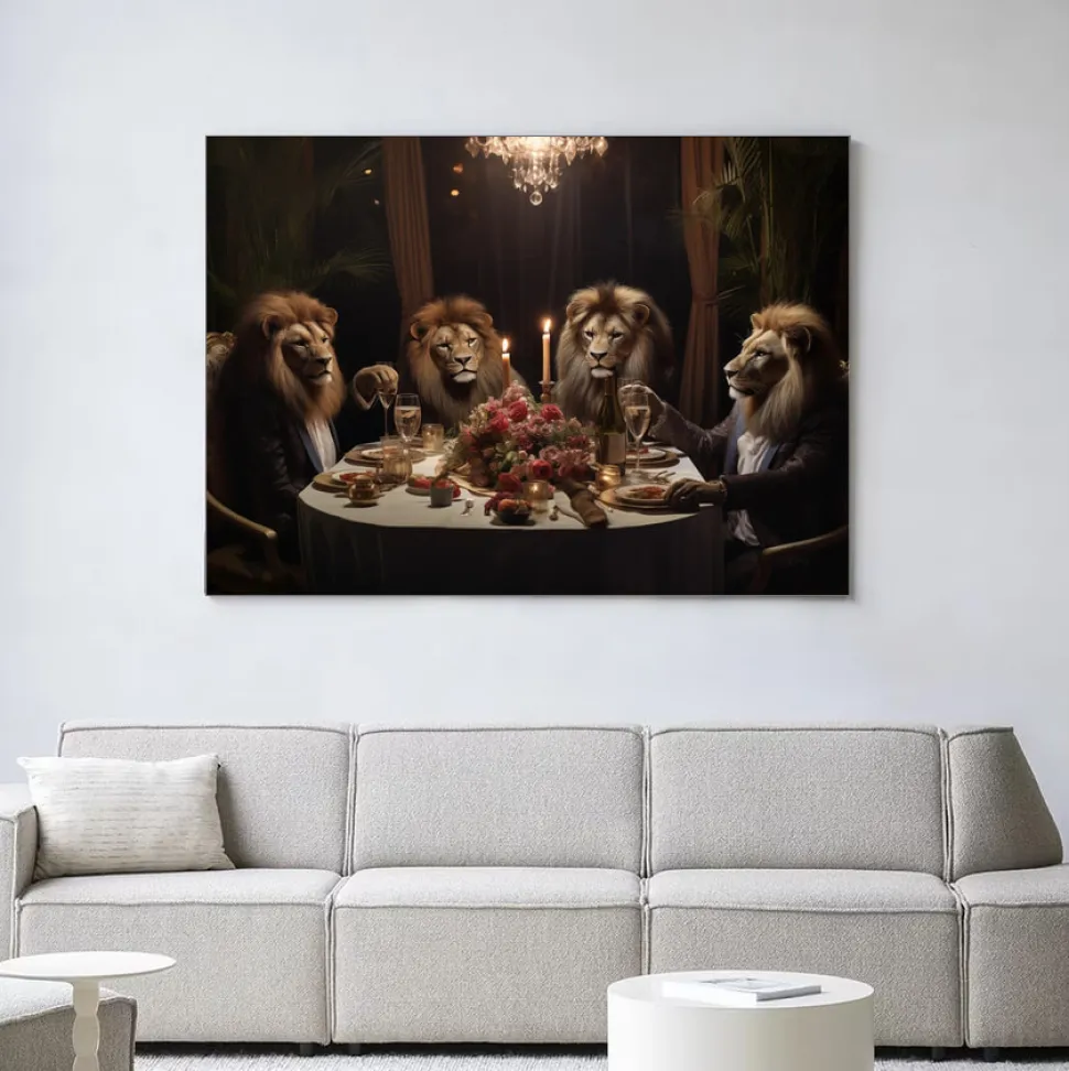 Wandkleed Lions Dinner in maat en frame naar keuze