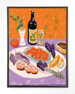 Wandkleed Mediterranean Table in maat en frame naar keuze