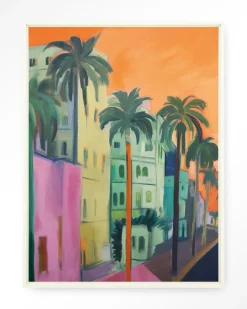 Wandkleed Palm Street in maat en frame naar keuze