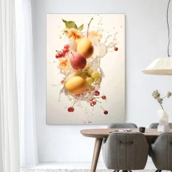 Wandkleed Peachy Fruit Explosion in maat en frame naar keuze