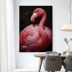 Wandkleed Pink Flamingo in maat en frame naar keuze