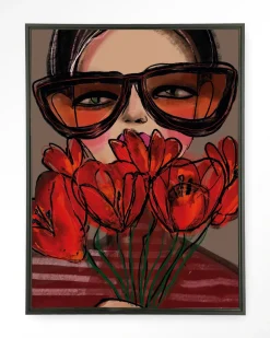 Wandkleed Poppy in maat en frame naar keuze