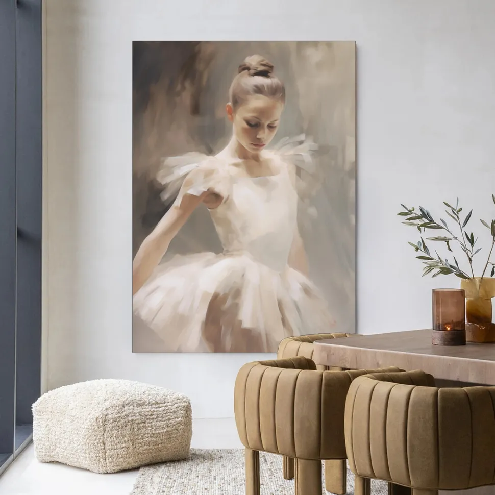 Wandkleed Posing Ballerina in maat en frame naar keuze