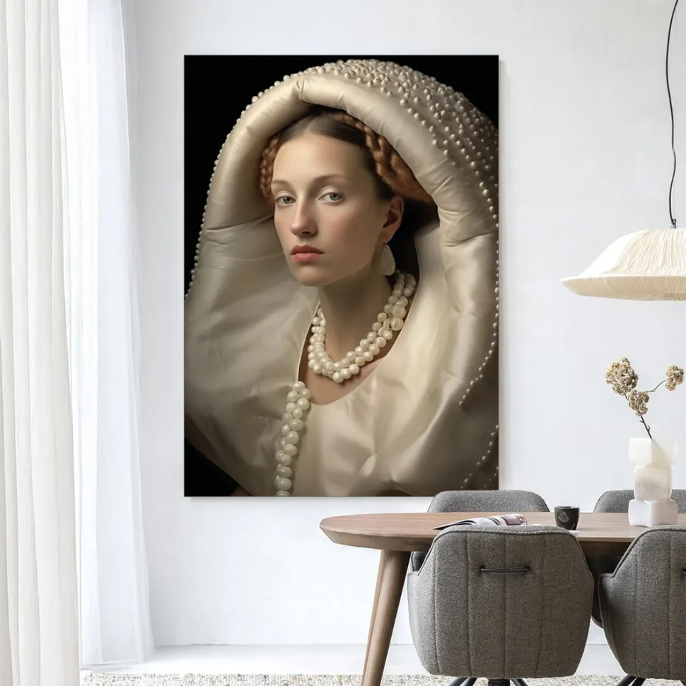Wandkleed Queen Of Pearls in maat en frame naar keuze