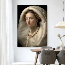 Wandkleed Queen Of Pearls in maat en frame naar keuze