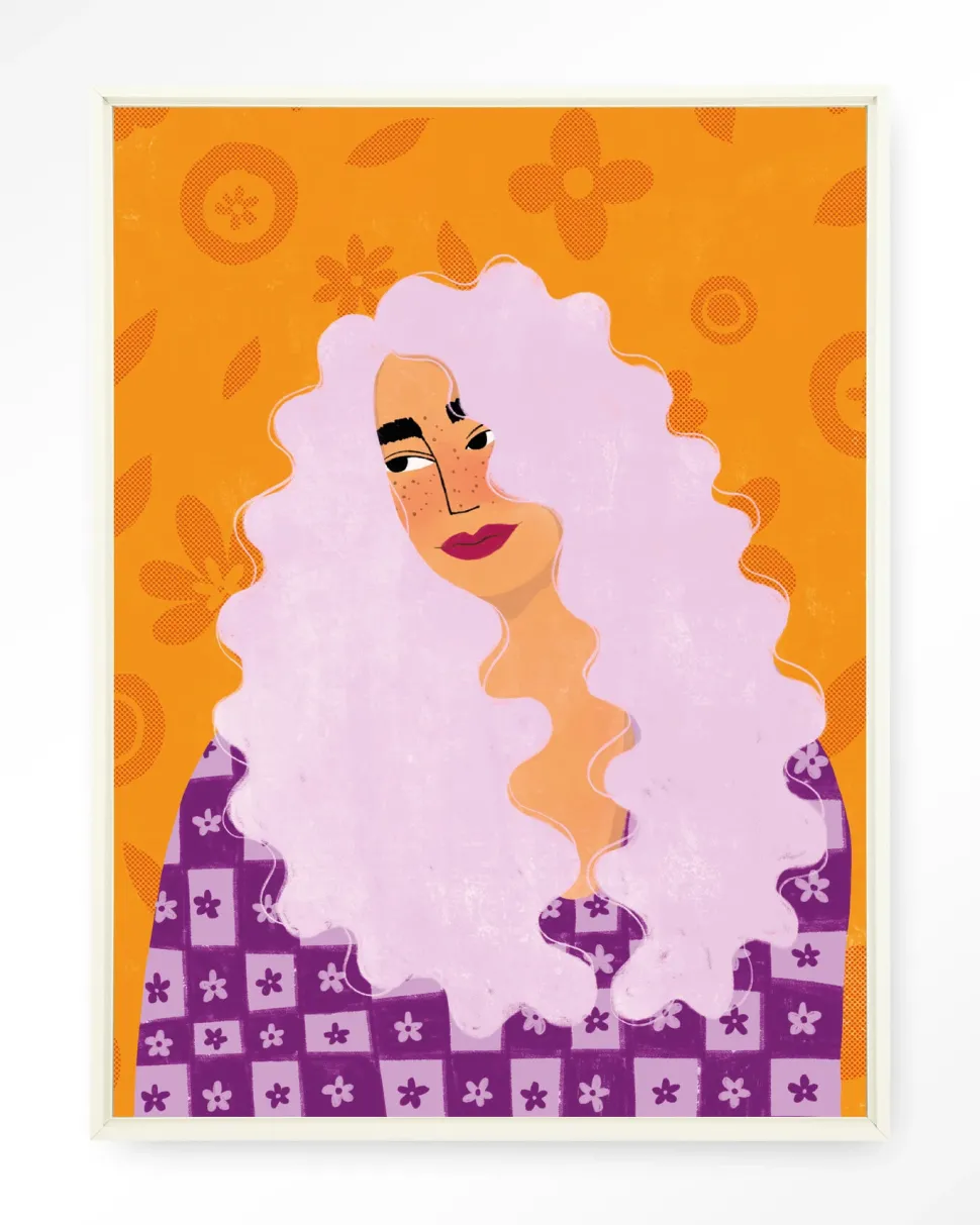 Wandkleed Retro Girly in maat en frame naar keuze