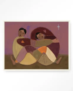 Wandkleed Rolling Sisters in maat en frame naar keuze