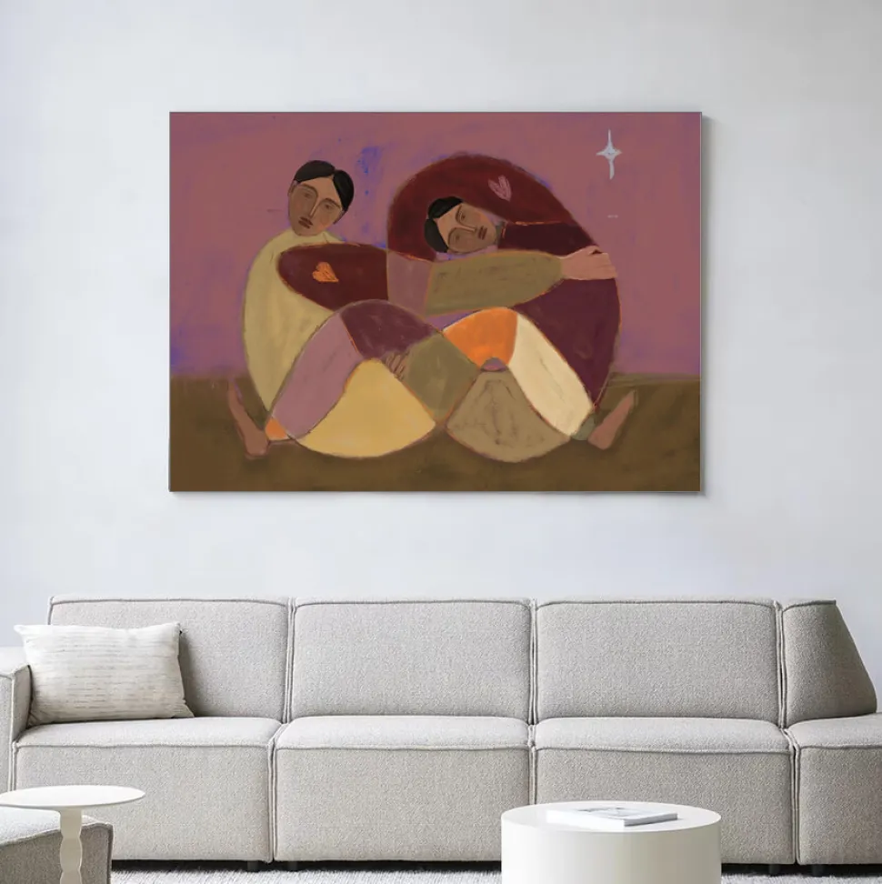 Wandkleed Rolling Sisters in maat en frame naar keuze