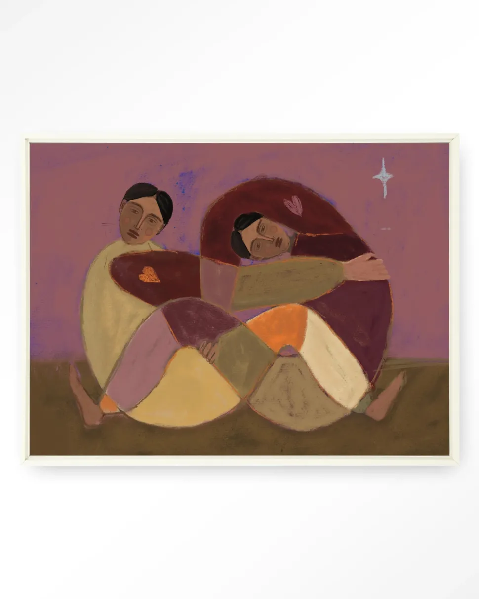 Wandkleed Rolling Sisters in maat en frame naar keuze