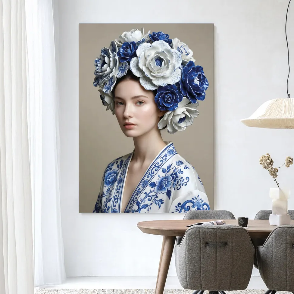 Wandkleed Royal Blue in maat en frame naar keuze