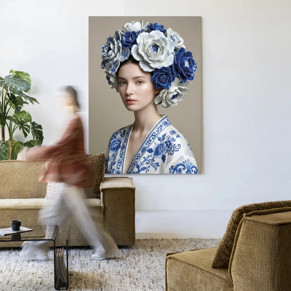 Wandkleed Royal Blue in maat en frame naar keuze