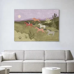 Wandkleed Running Horses in maat en frame naar keuze