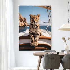Wandkleed Sailboat Cheetah in maat en frame naar keuze