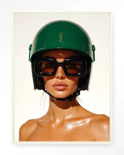 Wandkleed Saint Laurent Helmet in maat en frame naar keuze