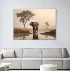 Wandkleed Savannah Elephant in maat en frame naar keuze
