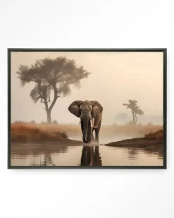 Wandkleed Savannah Elephant in maat en frame naar keuze