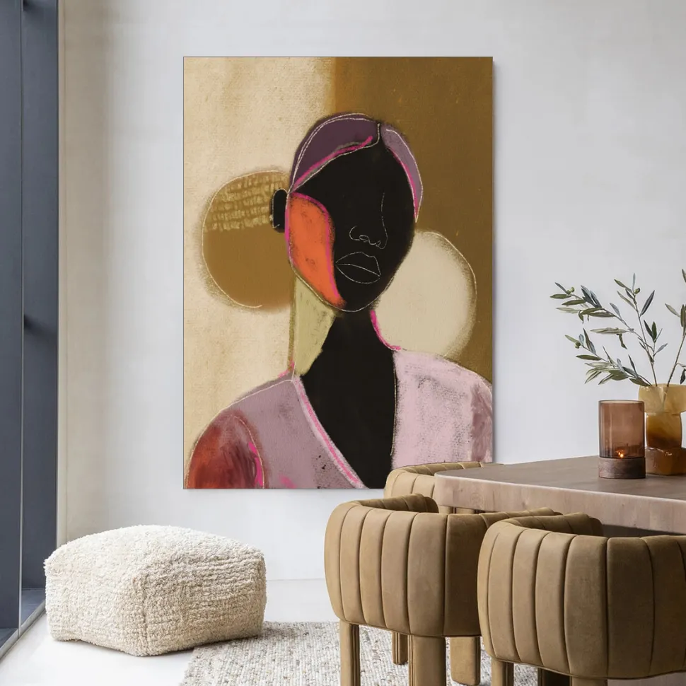 Wandkleed Silhouette Lady 1 in maat en frame naar keuze