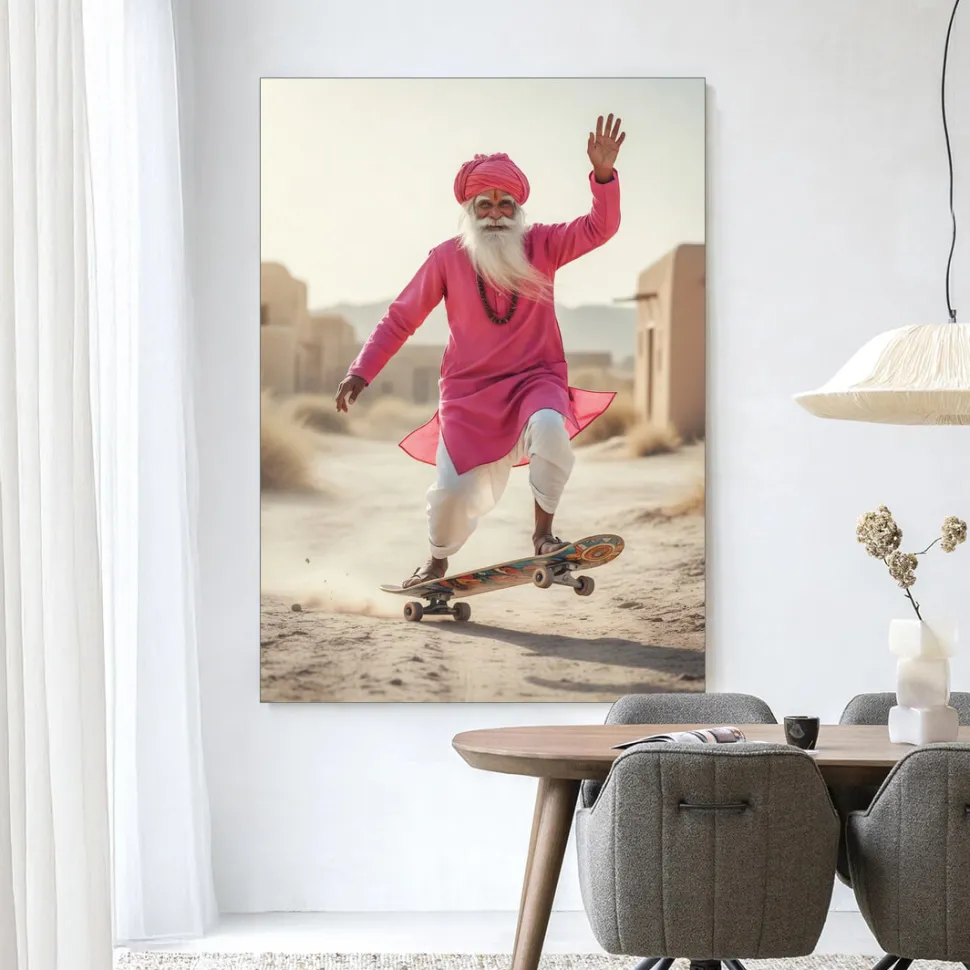 Wandkleed Skating Glory in maat en frame naar keuze