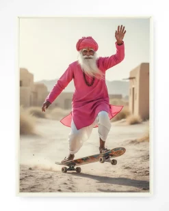 Wandkleed Skating Glory in maat en frame naar keuze