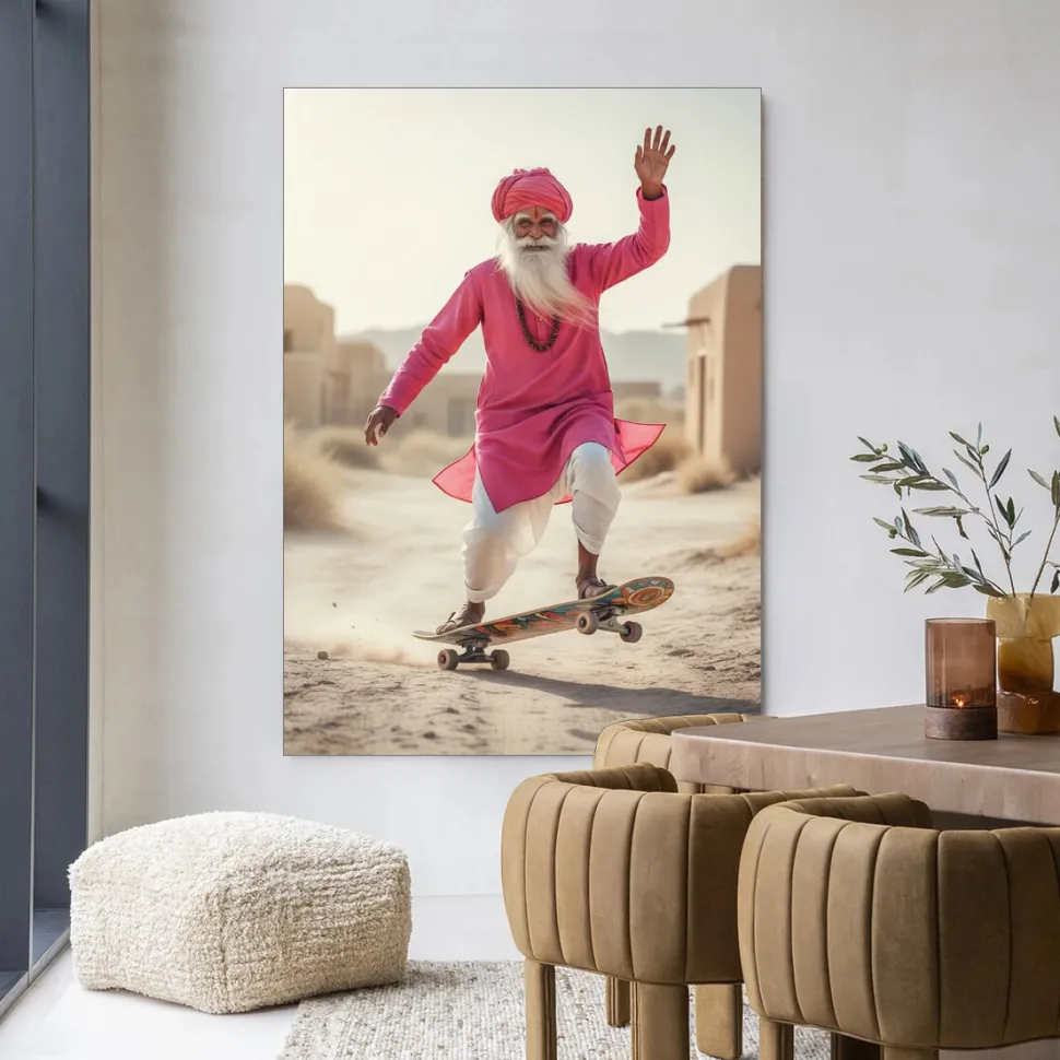 Wandkleed Skating Glory in maat en frame naar keuze