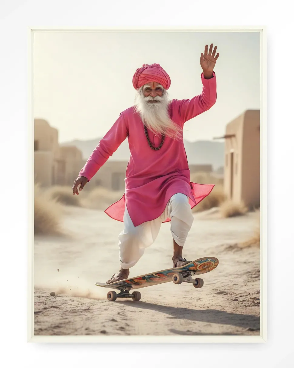 Wandkleed Skating Glory in maat en frame naar keuze