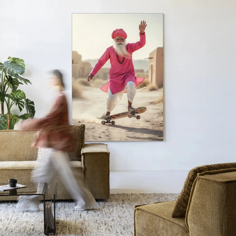 Wandkleed Skating Glory in maat en frame naar keuze