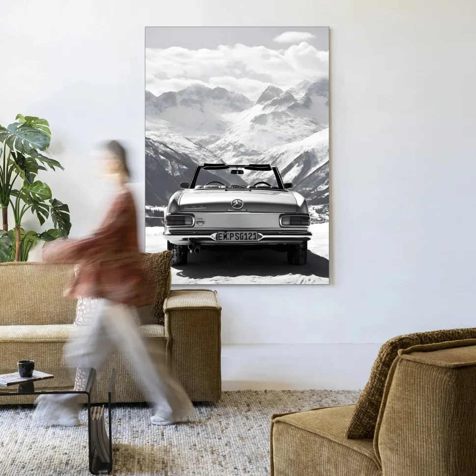 Wandkleed Ski Resort in maat en frame naar keuze