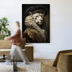 Wandkleed Snow Leopard in maat en frame naar keuze