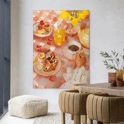 Wandkleed Spring Breakfast in maat en frame naar keuze