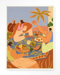 Wandkleed Summer Picnic in maat en frame naar keuze