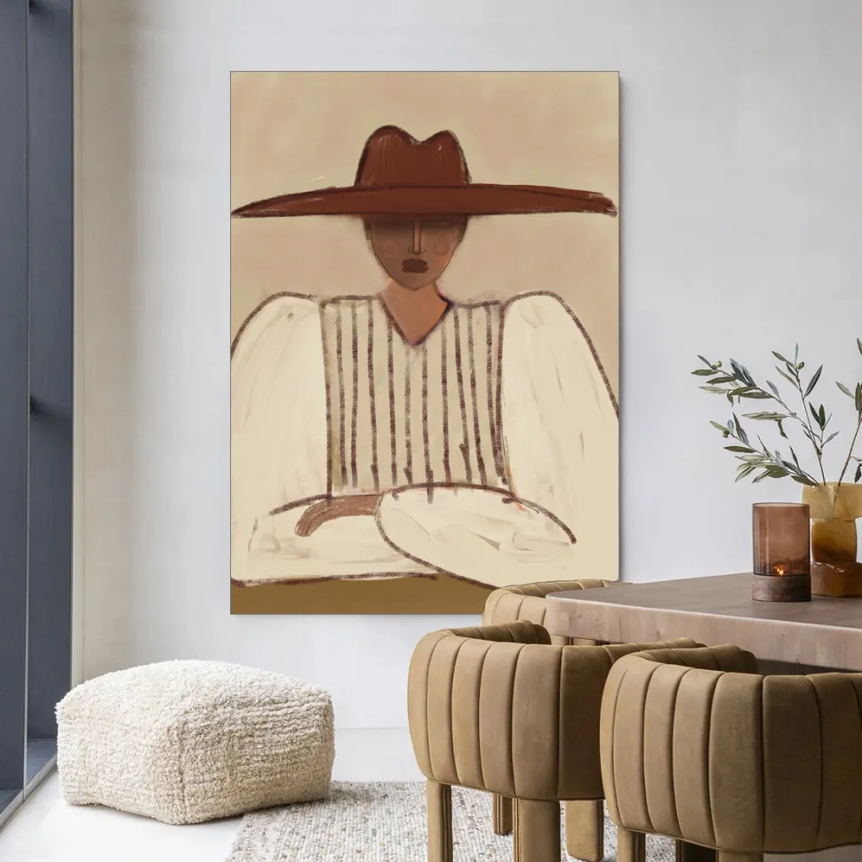 Wandkleed Sunhat in maat en frame naar keuze