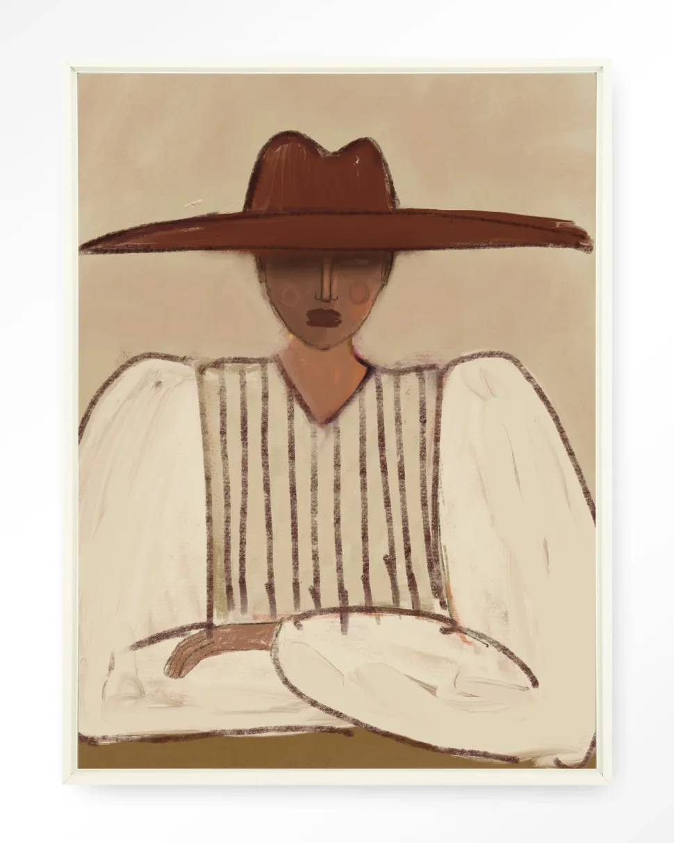 Wandkleed Sunhat in maat en frame naar keuze