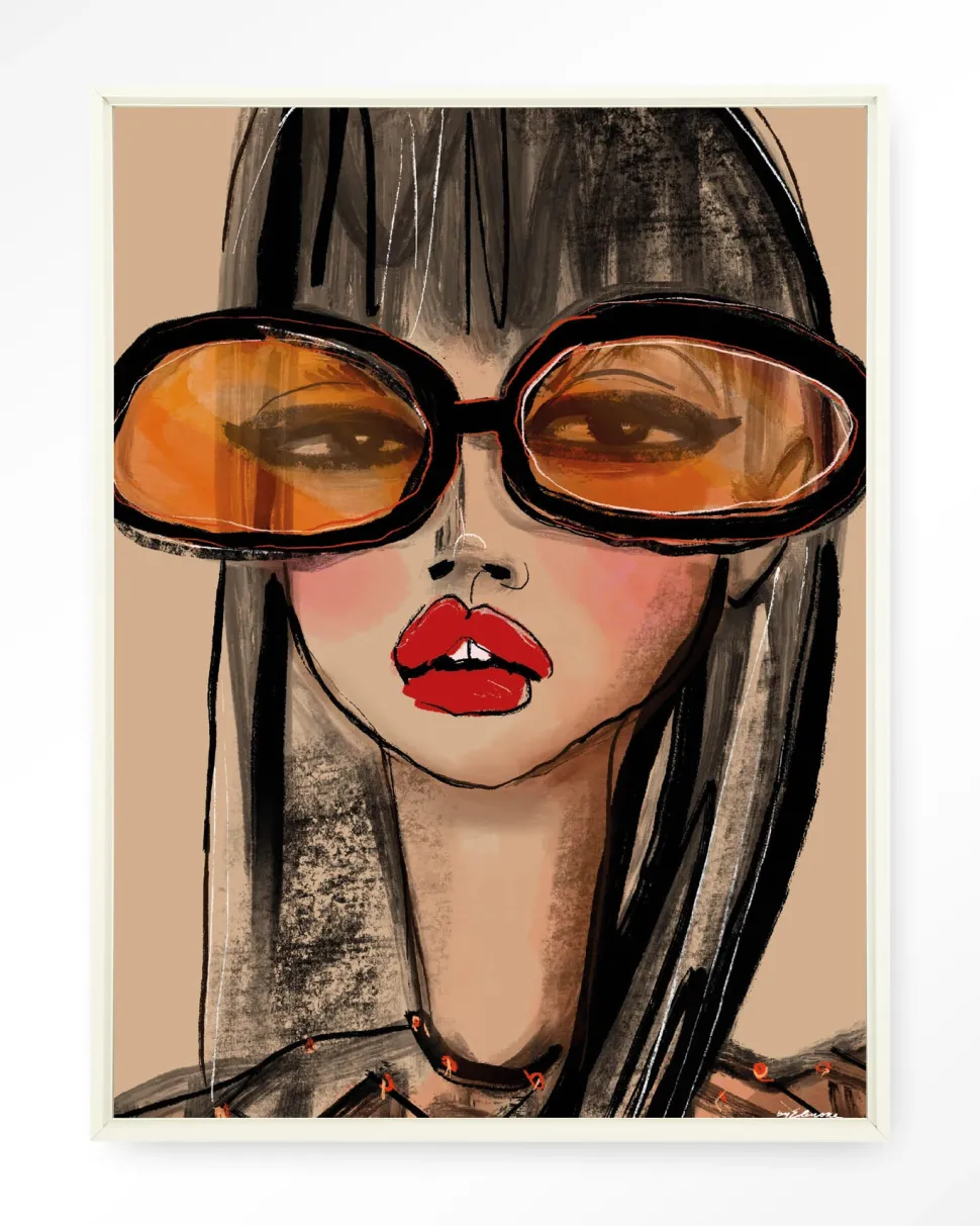 Wandkleed Sunny Orange in maat en frame naar keuze