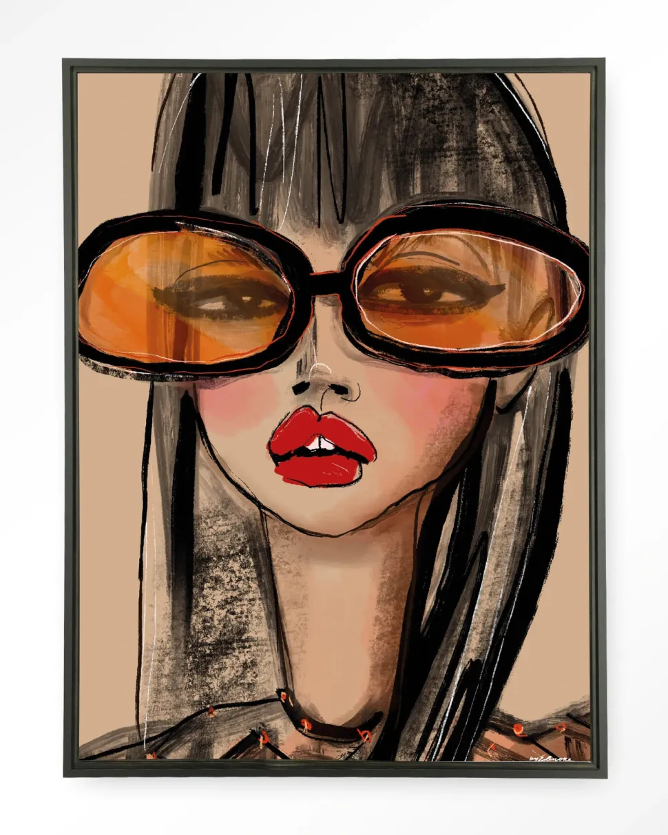 Wandkleed Sunny Orange in maat en frame naar keuze