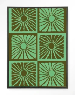 Wandkleed Suns In Green in maat en frame naar keuze