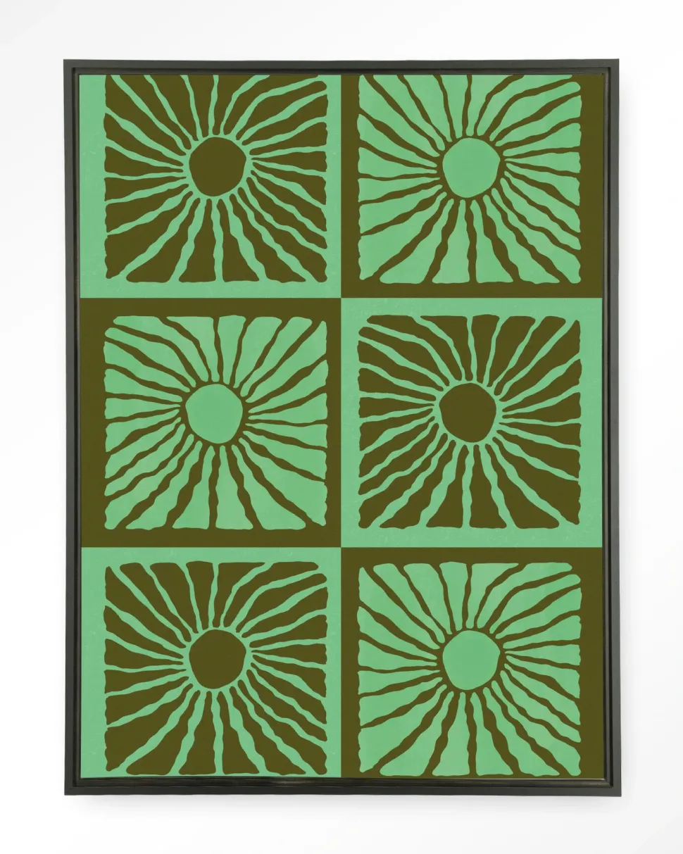 Wandkleed Suns In Green in maat en frame naar keuze