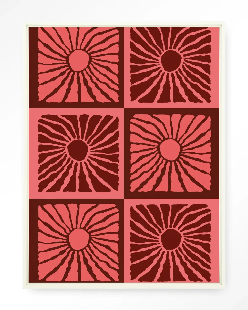 Wandkleed Suns In Pink in maat en frame naar keuze