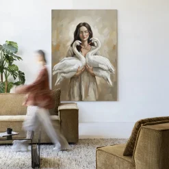 Wandkleed Swan Children in maat en frame naar keuze