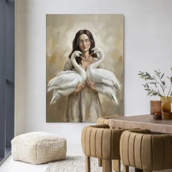 Wandkleed Swan Children in maat en frame naar keuze